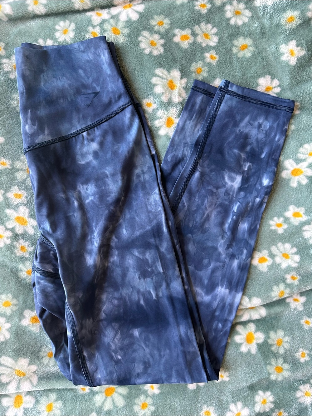 Gymshark Navy Blue Marble-Print Leggings